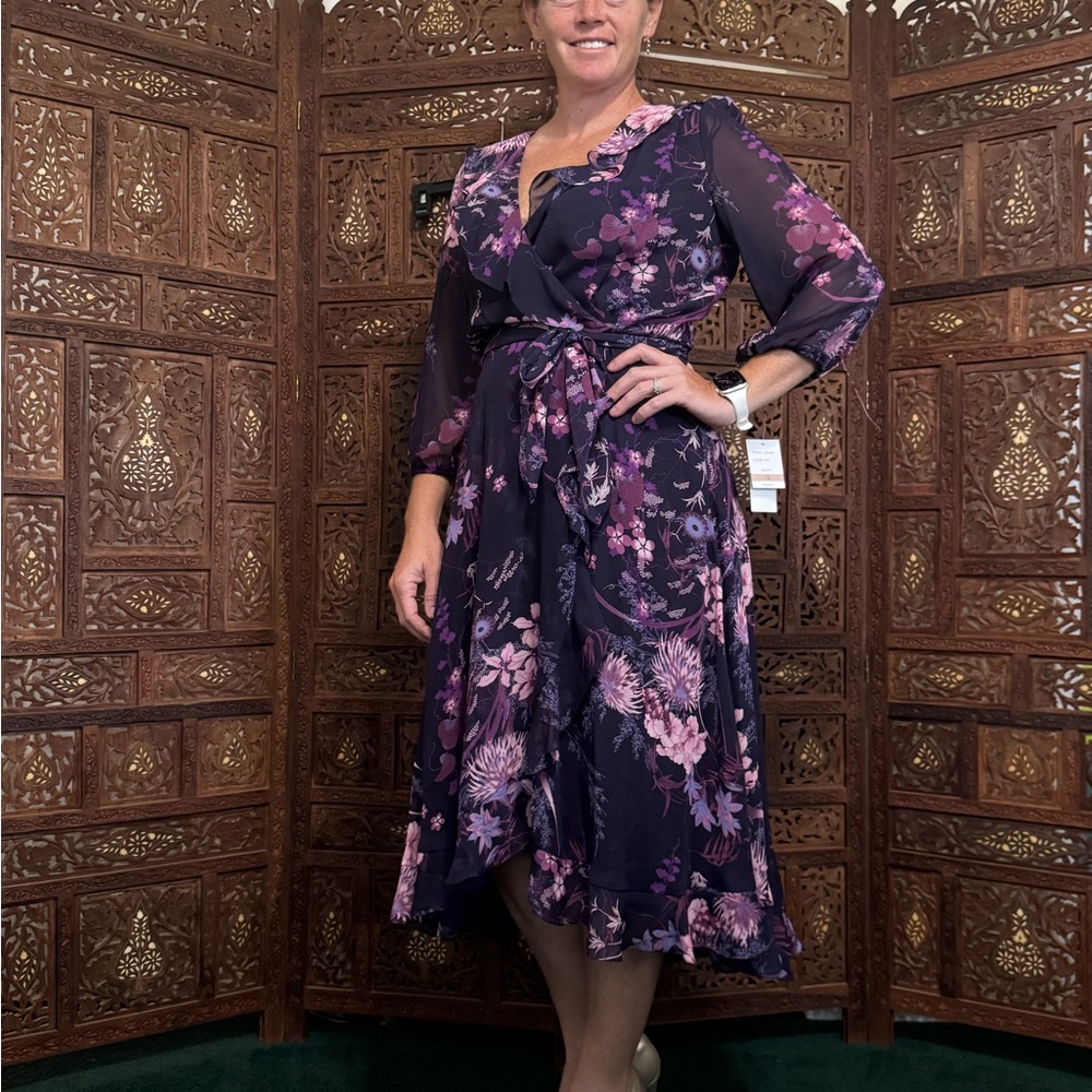 Gabby Skye purple and pink Floral Wrap Dress